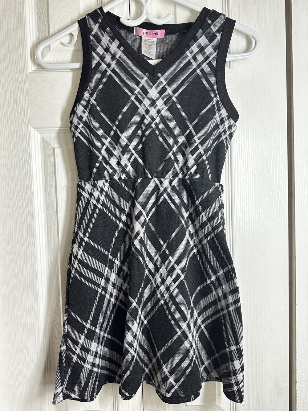 Paper Doll Girls Black and White Plaid Sleeveless Skater Dress